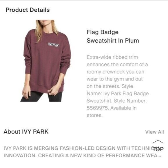 IVY PARK Sweater Women's Extra Small Purple Crew Oversized Sweatshirt Plum New - Picture 7 of 7